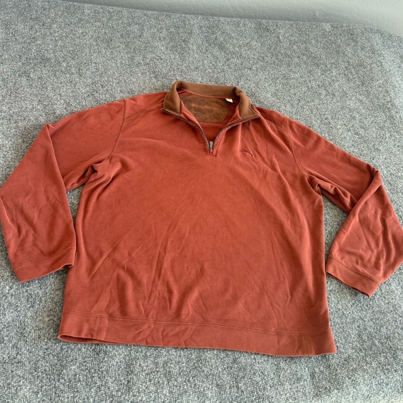 Tommy Bahama 1/4 Zip Pullover Shirt Long Sleeve Pima Cotton Men’s SZ XL Orange - Picture 2 of 12